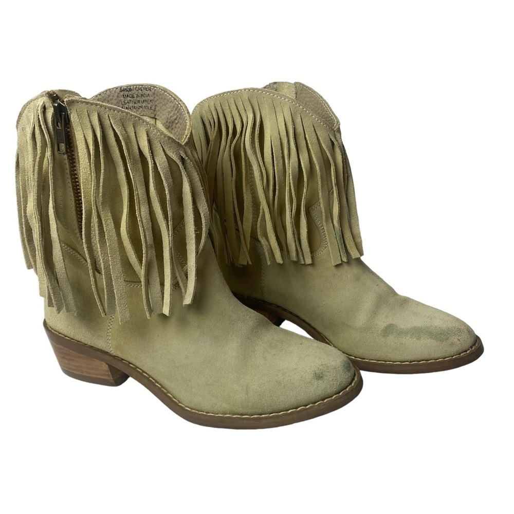 Diba womens fringe suede ankle booties zip closure size 6